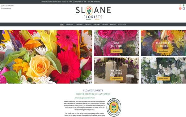 Sloane Florists website example in South Africa
