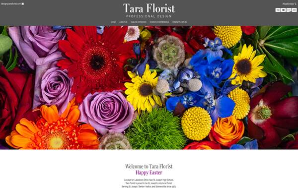 Tara Florist website example in the USA
