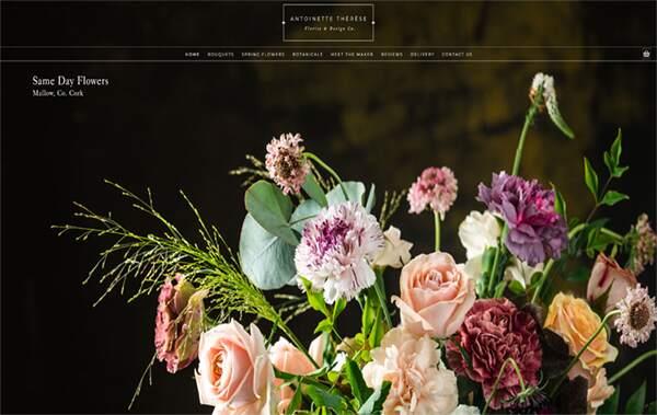 Antoinette Therese Florals website example in Ireland