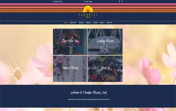 Paradise Flowers website example in Ireland