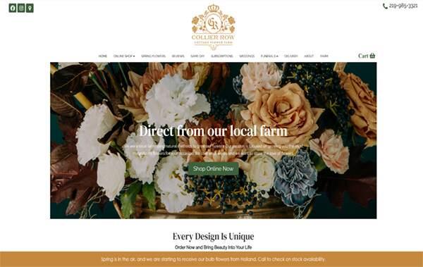 Collier Row Floral Studio website example in the USA